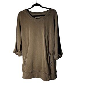 SOFT SURROUNDINGS Tan Long Tunic Sweatshirt Comfy‎ Pocket Size Small